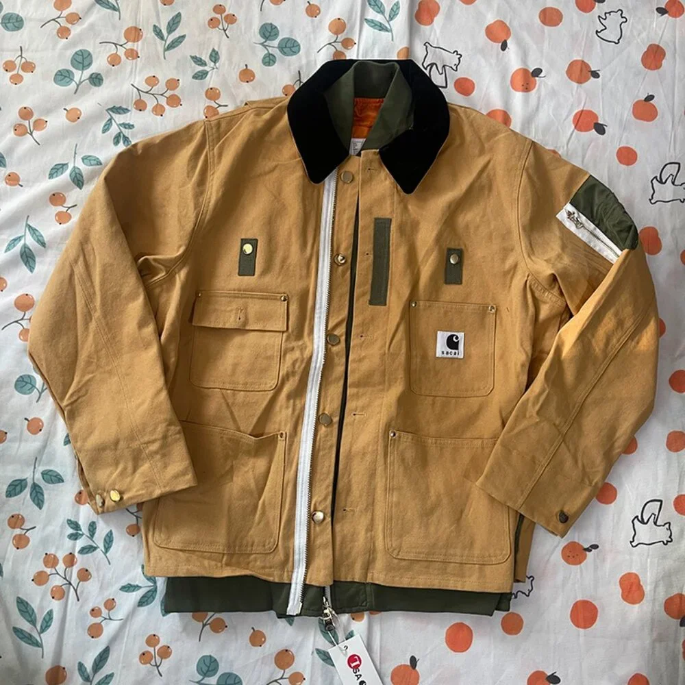 Carhartt Tan Jacket with Olive Trim and Black Collar - Picture 11 of 13